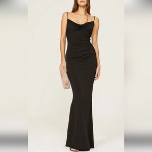 Katie May Black Gown with low back and lace detail Size M new without tags